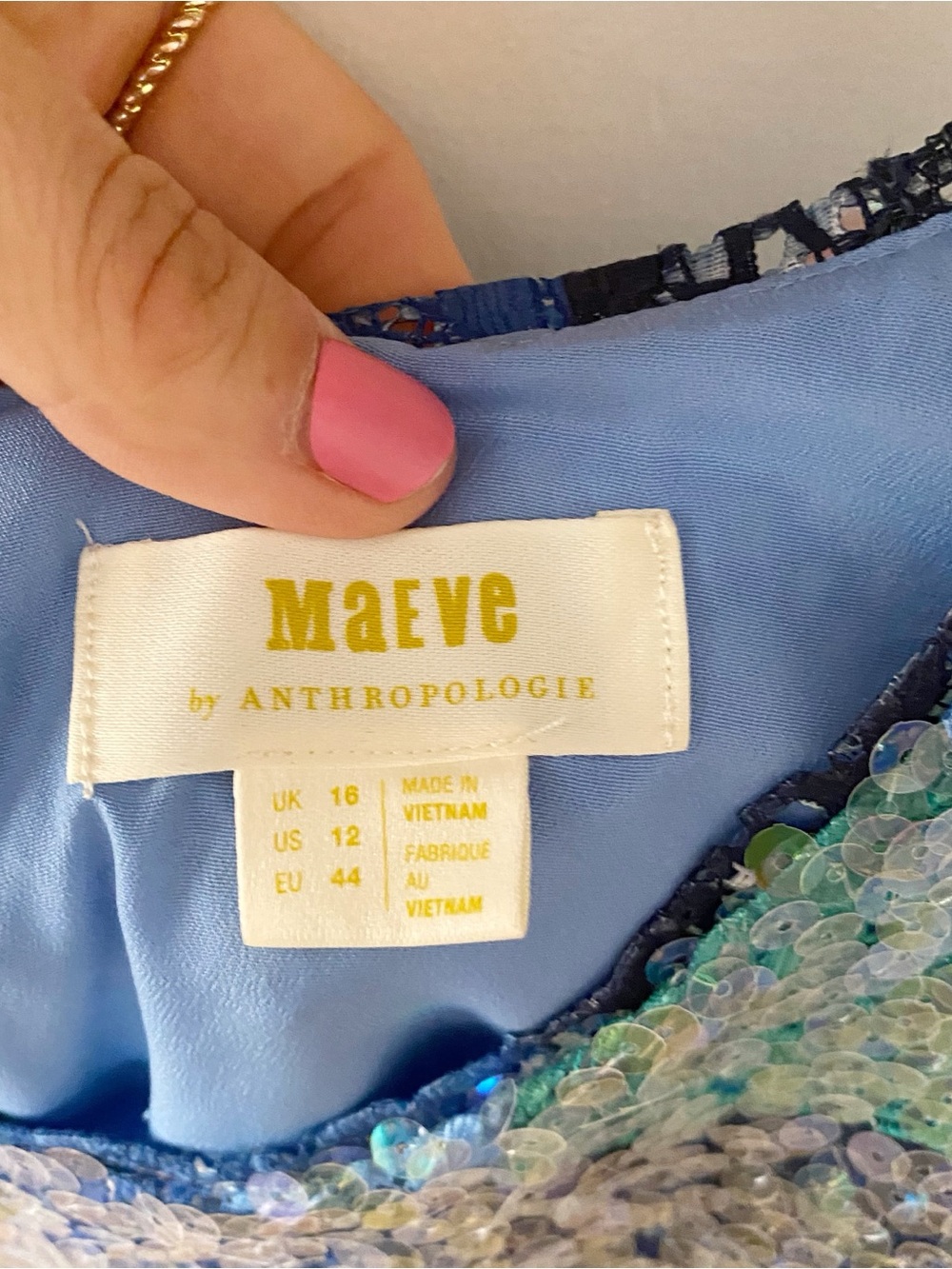 Anthropologie Maeve Sequin Top in Blue-Green - Picture 3 of 5